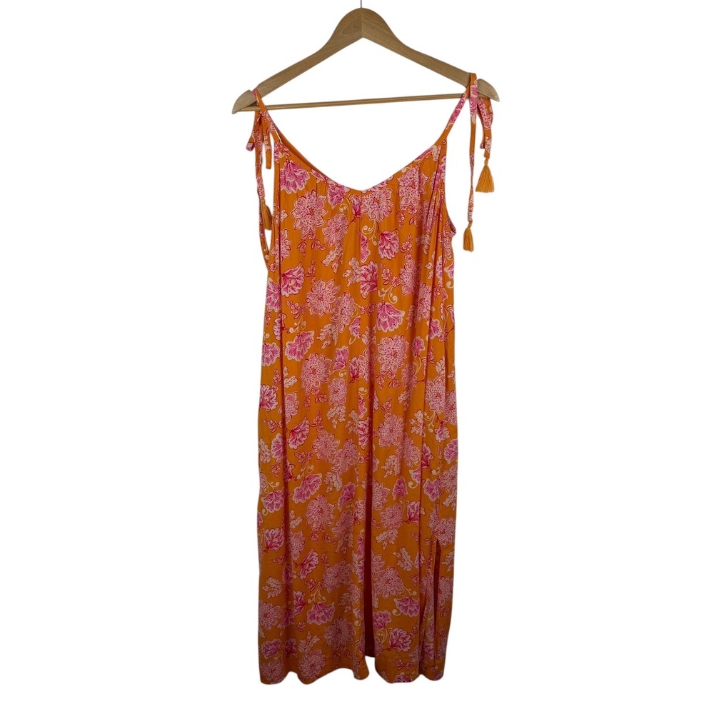 Old Navy Tie Shoulder Tasseled Floral Print All Day Maxi Swing Dress XS Resort‎ - Picture 6 of 13